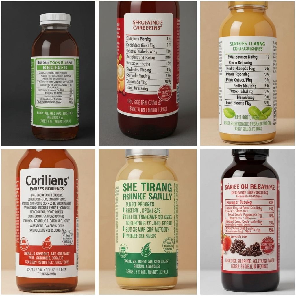 Detaillierte Zutatenlisten auf verschiedenen Getränkeverpackungen